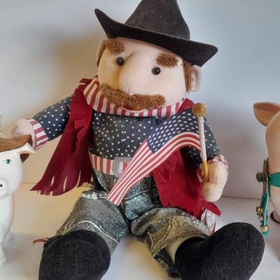 Ganz Talking American Cowboy with his cowboy pigs