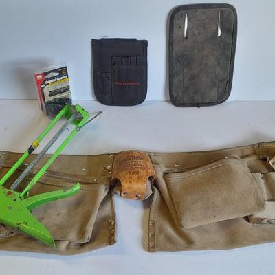 Leather tool pouch, caulking gun, and other tool pouches