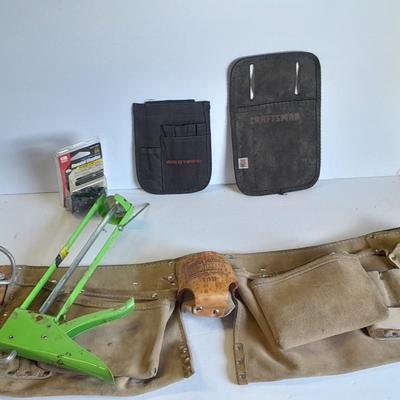 Leather tool pouch, caulking gun, and other tool pouches