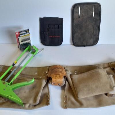 Leather tool pouch, caulking gun, and other tool pouches