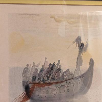 Signed Salvador Dali- Original Color Woodcut on B.F.K. Rives Paper "Purgatory 2"