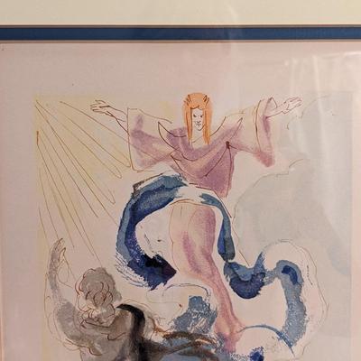 Signed Salvador Dali The Divine Comedy Paradise Canto #3 Woodblock