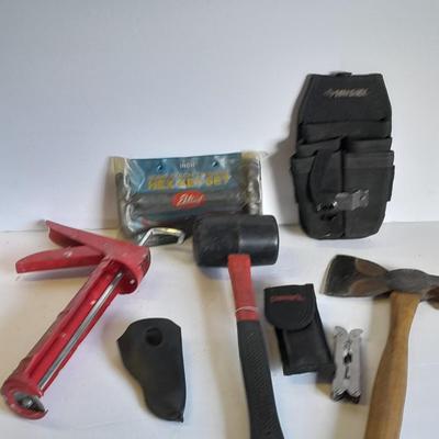 Caulking gun, Rubber mallet, Hatchet and more