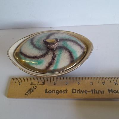 Vintage West Germany covered dish and lidded dish / trinket dish music box