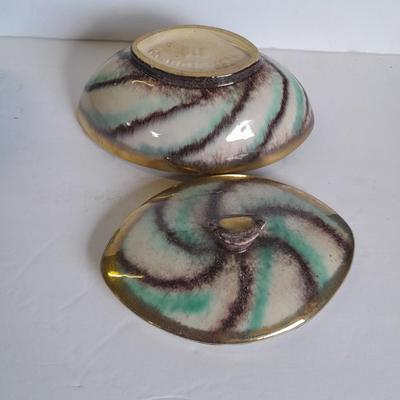 Vintage West Germany covered dish and lidded dish / trinket dish music box