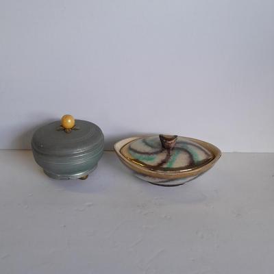 Vintage West Germany covered dish and lidded dish / trinket dish music box