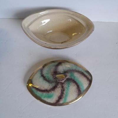 Vintage West Germany covered dish and lidded dish / trinket dish music box
