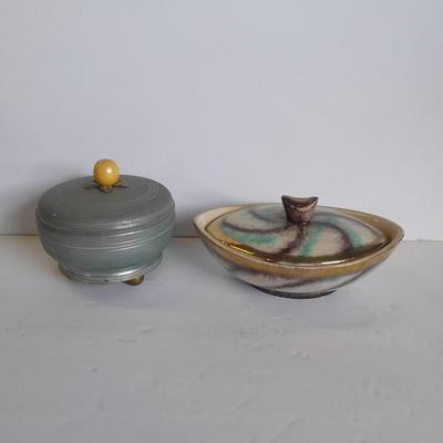 Vintage West Germany covered dish and lidded dish / trinket dish music box