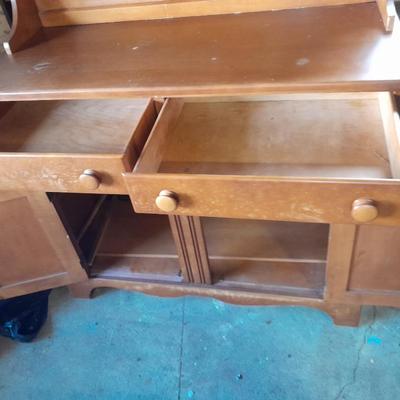 Two-piece Display Hutch with shelving and storage