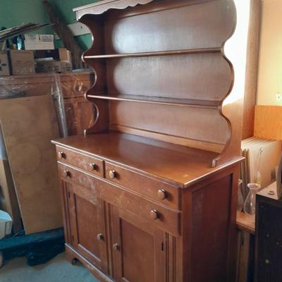 Two-piece Display Hutch with shelving and storage