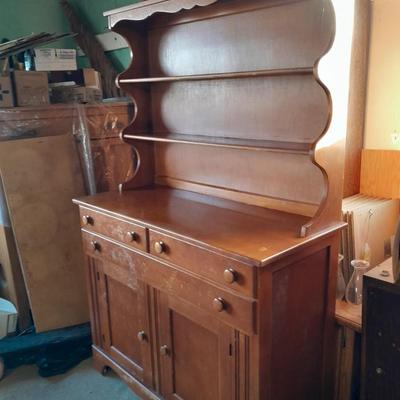 Two-piece Display Hutch with shelving and storage