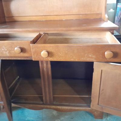 Two-piece Display Hutch with shelving and storage