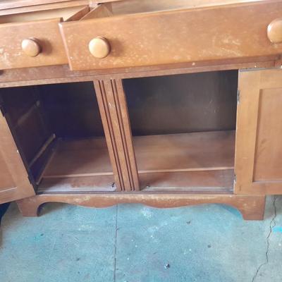Two-piece Display Hutch with shelving and storage