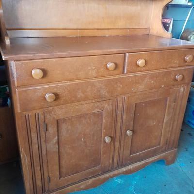 Two-piece Display Hutch with shelving and storage