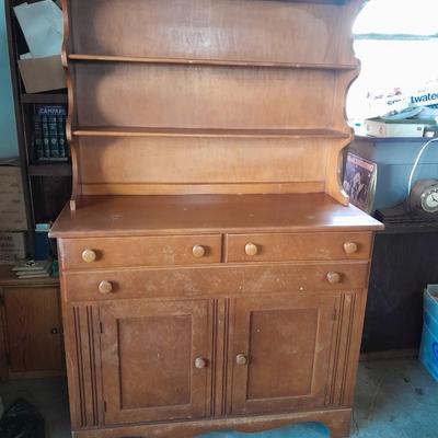 Two-piece Display Hutch with shelving and storage