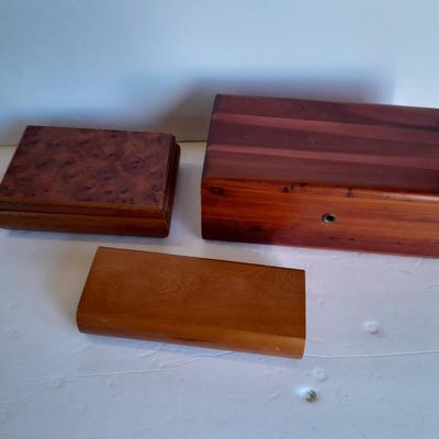 Lane cedar Jewlery box with two other wooden trinket boxes
