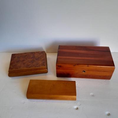 Lane cedar Jewlery box with two other wooden trinket boxes