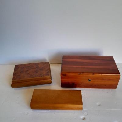 Lane cedar Jewlery box with two other wooden trinket boxes
