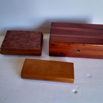 Lane cedar Jewlery box with two other wooden trinket boxes