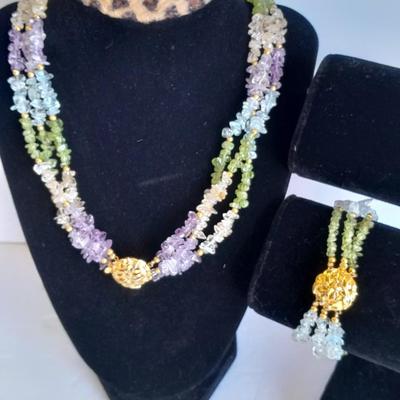 Matching colorful necklace and bracelet