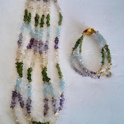 Matching colorful necklace and bracelet