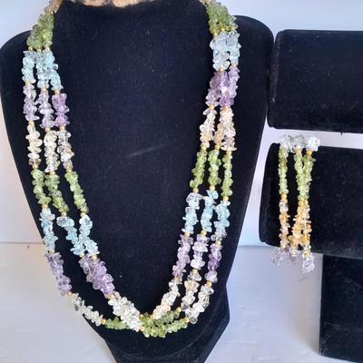 Matching colorful necklace and bracelet