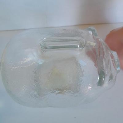 Clear glass piggy bank, Pig with hair and vintage pig totem Piggy bank