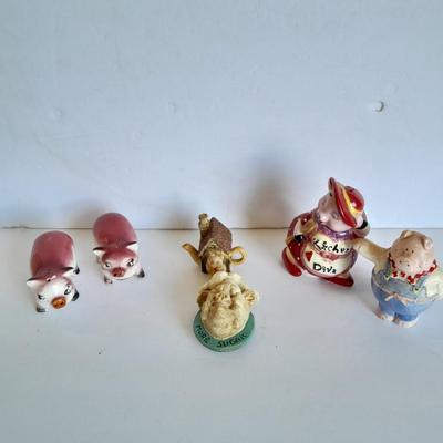 Pig salt and pepper shakers and figures