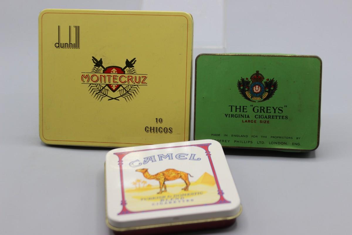 Vintage Dunhill, The Greys Virginia, & Camel Collectible Cigarette Tins