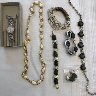 Fossil watch, necklace, bracelet, and earring sets