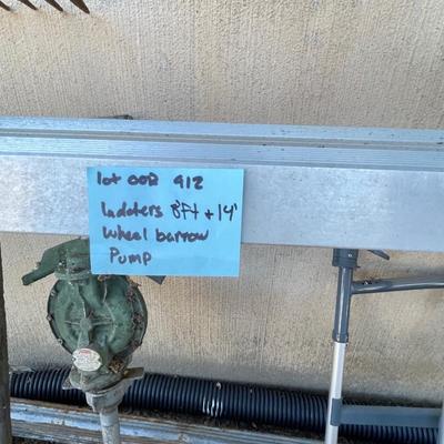 Ladders Wheel barrel and pump