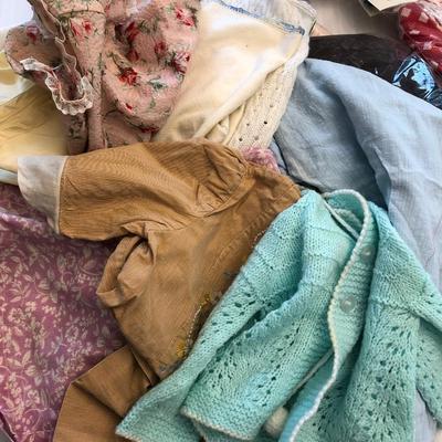 Vintage baby and doll clothes and laundry basket