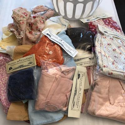 Vintage baby and doll clothes and laundry basket