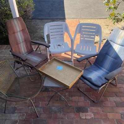 Tray, tables and chairs