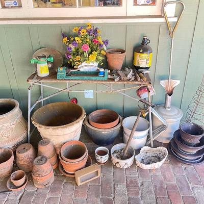 Outdoor pots and table