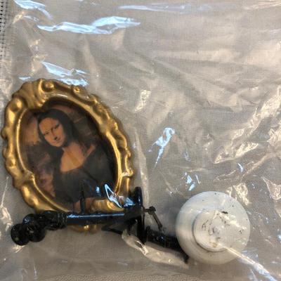 Dollhouse furniture, and an Avon China doll