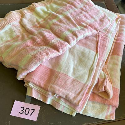 Vintage pink plaid blanket