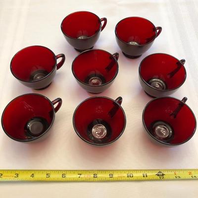 8 Royal Ruby Tea Cups / Punch Cups