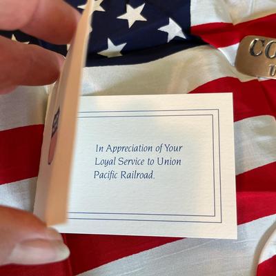 Union Pacific Vintage Conductor Hat Badges w/ Silk Award Flag