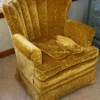 Velvet Yellow Club Chair (1 of 2)