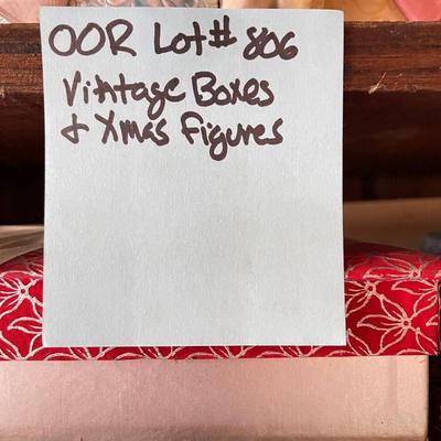 Vintage Christmas boxes, and Figurines