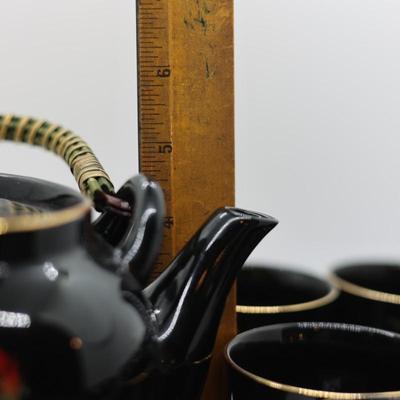 OTAGIRI Vintage Tea Set With 6 Cups and Rattan Handle