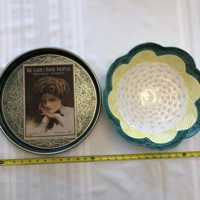 Ladies Home Journal Metal Serving Tray and Large Ceramic Bowl