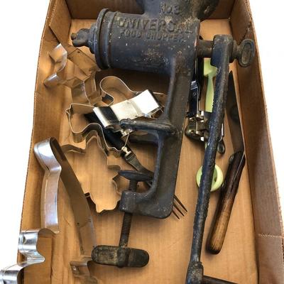 Vintage Kitchen Gadgets, Universal Food Chopper, and Cookie Cutters