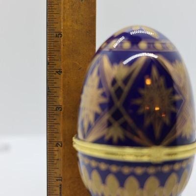 Porcelain Colbalt Blue & Gold Egg