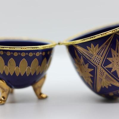 Porcelain Colbalt Blue & Gold Egg