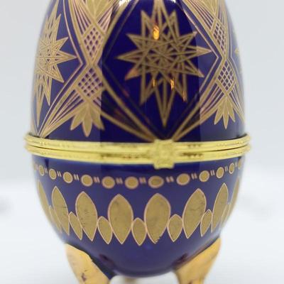 Porcelain Colbalt Blue & Gold Egg