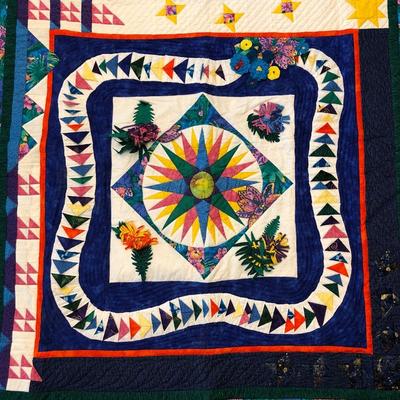 Very colorful, handmade quilt