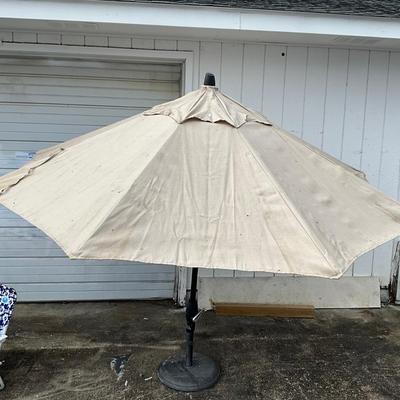 902 Treasure Garden Khaki Umbrella with Stand AS-IS