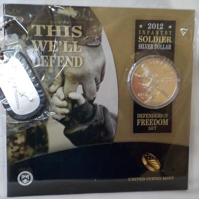 2012 Infantry Solder Silver Dollar display.est. $20 to $50.